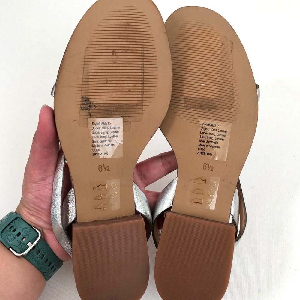 Madewell Heidi Silver Leather Slingback Strap Sandals Size 6.5 - Picture 5 of 6